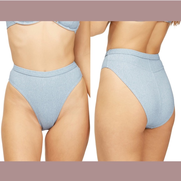 NWT Billabong x Wrangler‎ [ Large ] Down Denim High Waist Bikini Bottoms - Picture 1 of 12